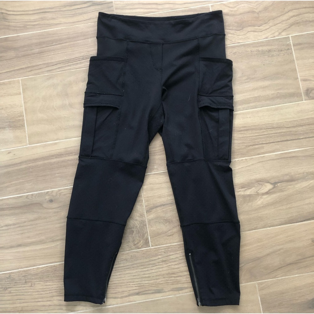 Lululemon Black Textured Joggers Zipper/Pocket Size 10